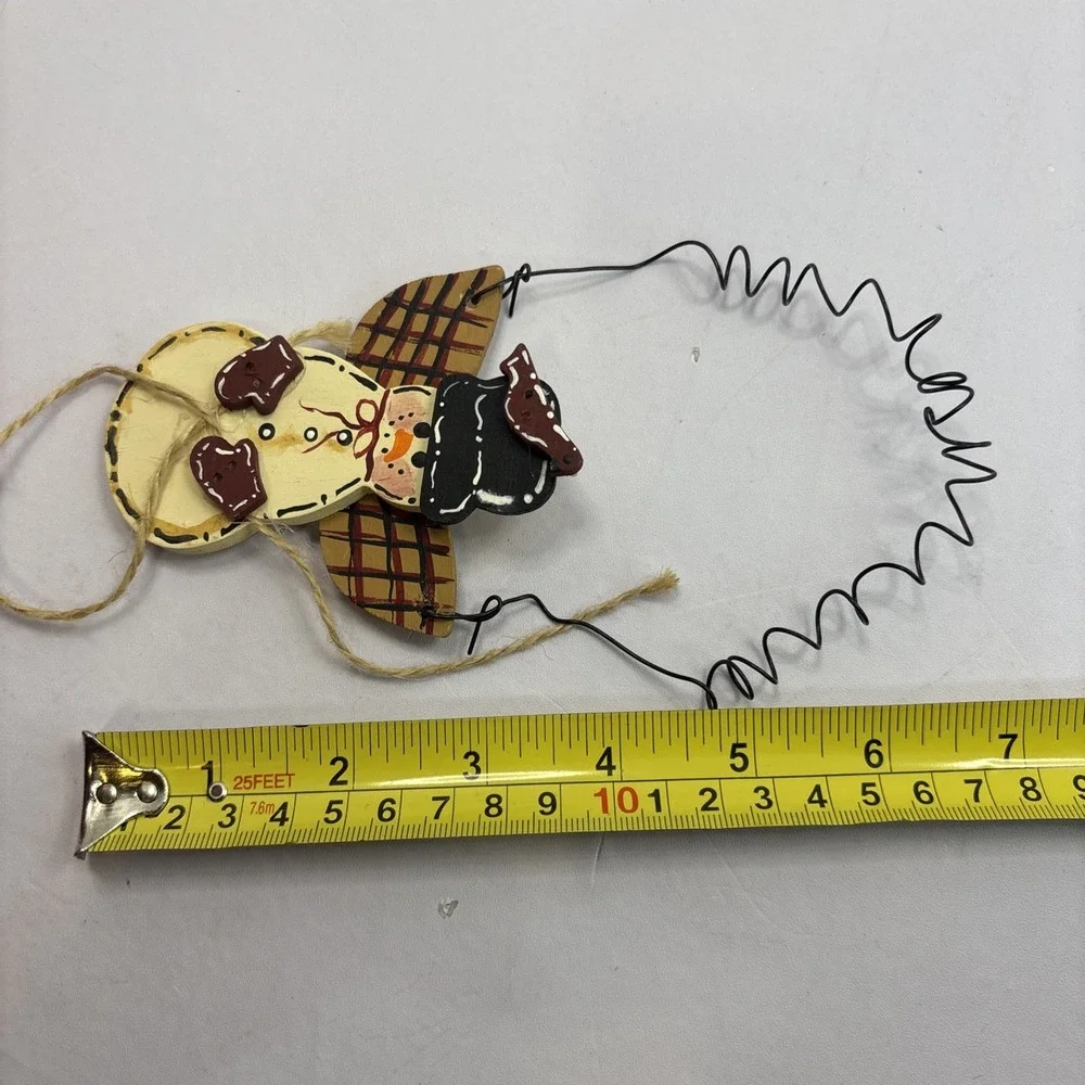 Two‎ Rustic Primitive Snowman & Fat Santa Claus Handmade Christmas Ornaments